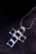 STERLING SILVER HEMATITE CROSS WITH STERLING SILVER CHAIN AND CLASP