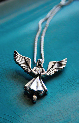 LIMITED EDITION ANGEL CATERINA  ON STERLING SILVER CHAIN, EACH DIPPED IN THE HEALING WATERS OF LOURDS, FRANCE - Ragazza Di Maria (Mary's Girl)