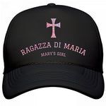 BLACK RAGAZZA DI MARIA HAT WITH GLITTER-PINK NAME AND CROSS