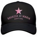 BLACK RAGAZZA DI MARIA HAT WITH PINT GLITTER-SHEEN LETTERS AND STAR