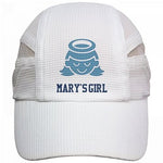 THE RAGAZZA DI MARIA RUNNING CAP IN WHITE WITH MARY'S GIRL TYPE AND SAINT ICON