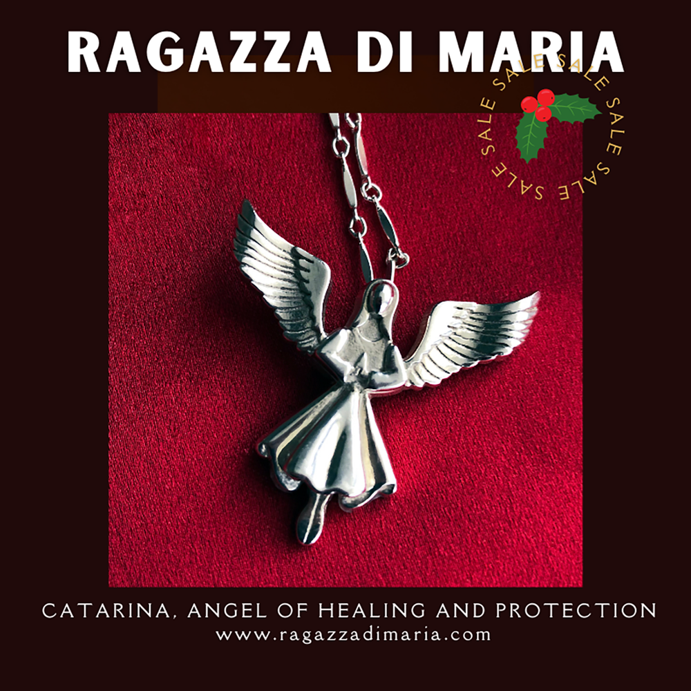 LIMITED EDITION ANGEL CATARINA PENDANT. EACH DIPPED IN THE HEALING WATERS OF LOURDS, FRANCE. - Ragazza Di Maria (Mary's Girl)