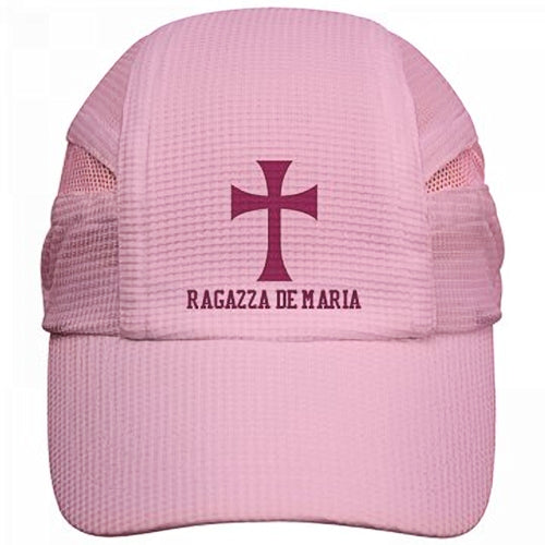 THE RAGAZZA DI MARIA RUNNING CAP IN PINK WITH CROSS