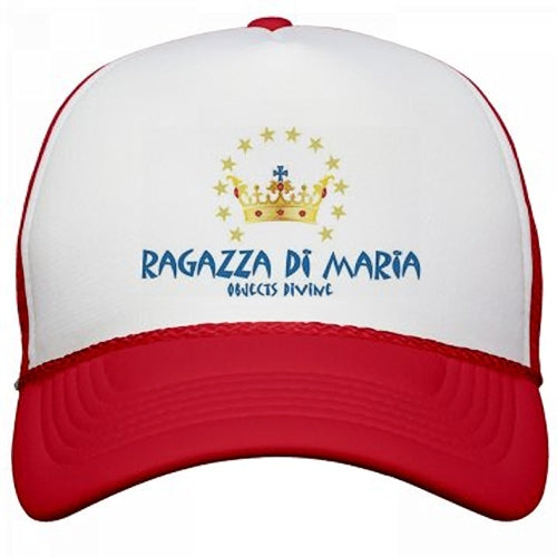 RAGAZZA DI MARIA LOGO HAT IN RED AND WHITE
