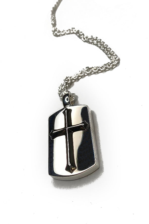 STERLING SILVER BLACK RHODIUM-PLATED PLATED CROSS NECKLACE - Ragazza Di Maria (Mary's Girl)