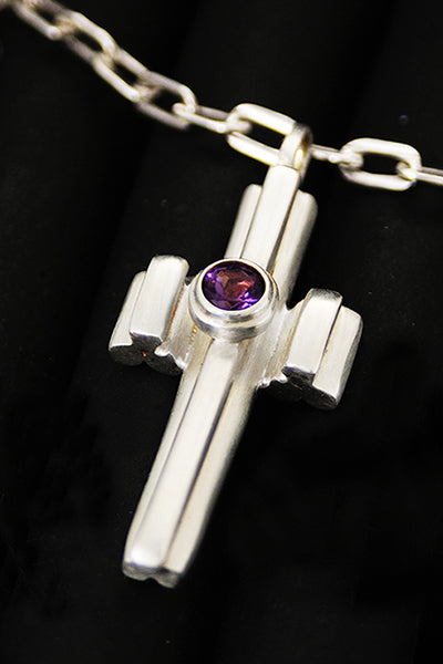 THE WARRIOR CROSS IN STERLING SILVER WITH GEMSTONE