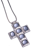 STERLING SILVER HEMATITE CROSS WITH STERLING SILVER CHAIN AND CLASP - Ragazza Di Maria (Mary's Girl)